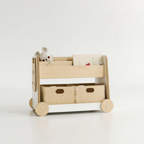 Double-sided shelf with wheels