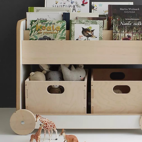 Double-sided shelf with wheels