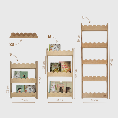 Hanging bookshelf S-M-L | 2 colors