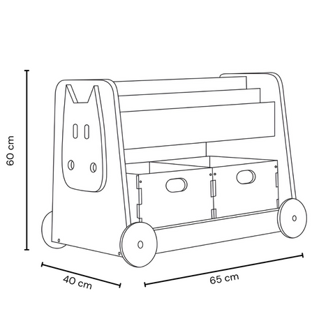 Double-sided shelf with wheels