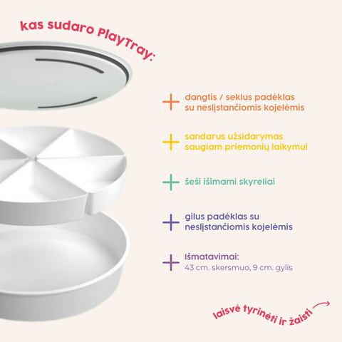 PlayTray - sandarus padėklų komplektas sensoriniams žaidimams