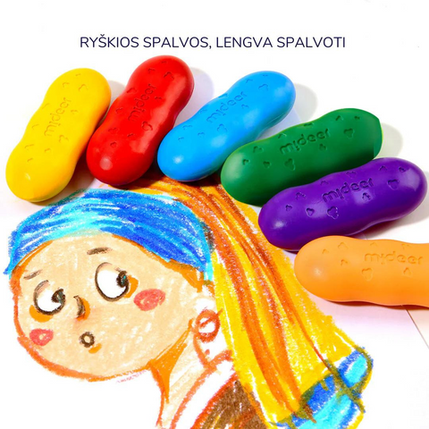 Beeswax crayons bean shape - 8 colors