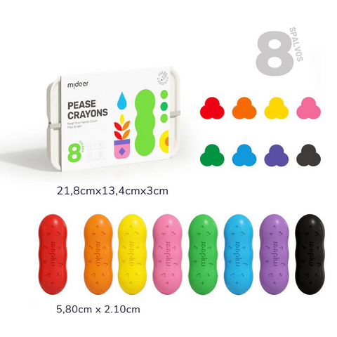 Beeswax crayons bean shape - 8 colors