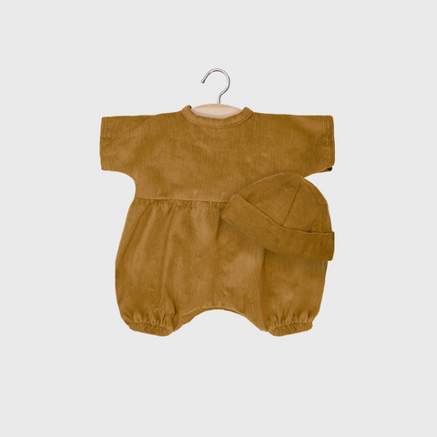 Minikane Baby rūbai - kombinezonas ir kepurė rudi