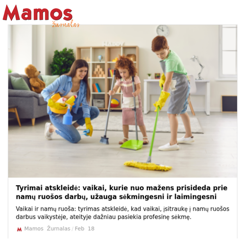 Tyrimai atskleidė: vaikai, kurie nuo mažens prisideda prie namų ruošos darbų, užauga sėkmingesni ir laimingesni