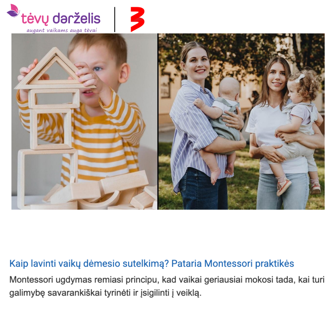 Kaip lavinti vaikų dėmesio sutelkimą? Pataria Montessori praktikės