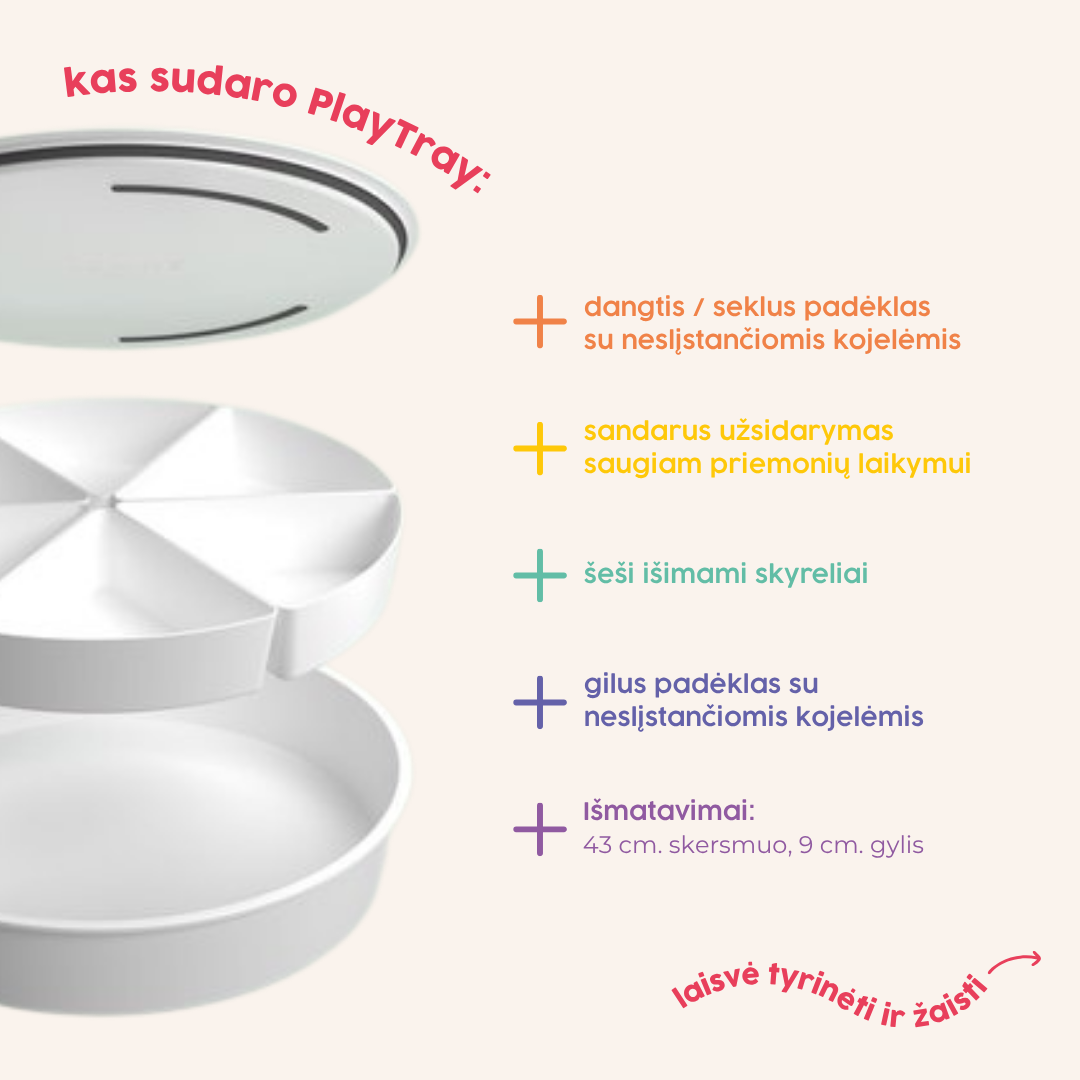 PlayTray - sandarus padėklų komplektas sensoriniams žaidimams