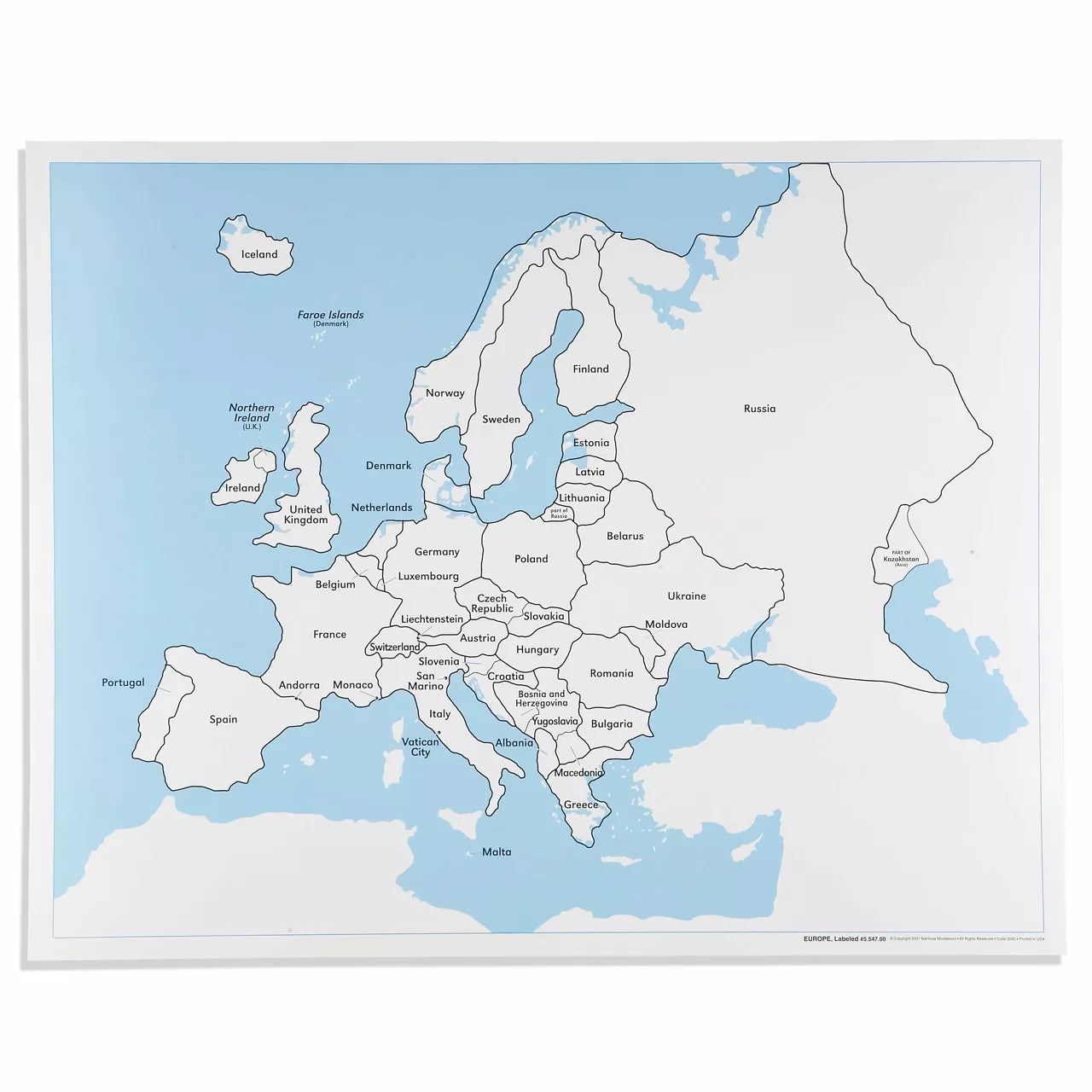 Europos kontrolinis žemėlapis: su etiketėmis