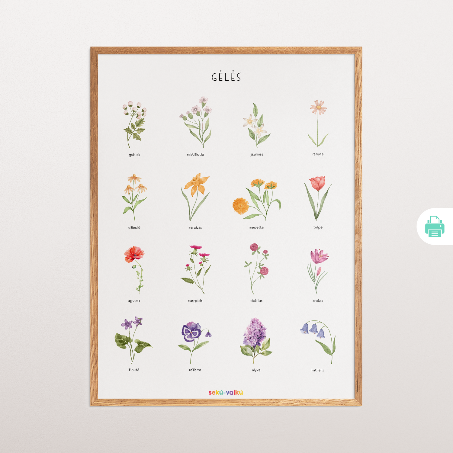 Atsispausdink pats: plakatas GĖLĖS