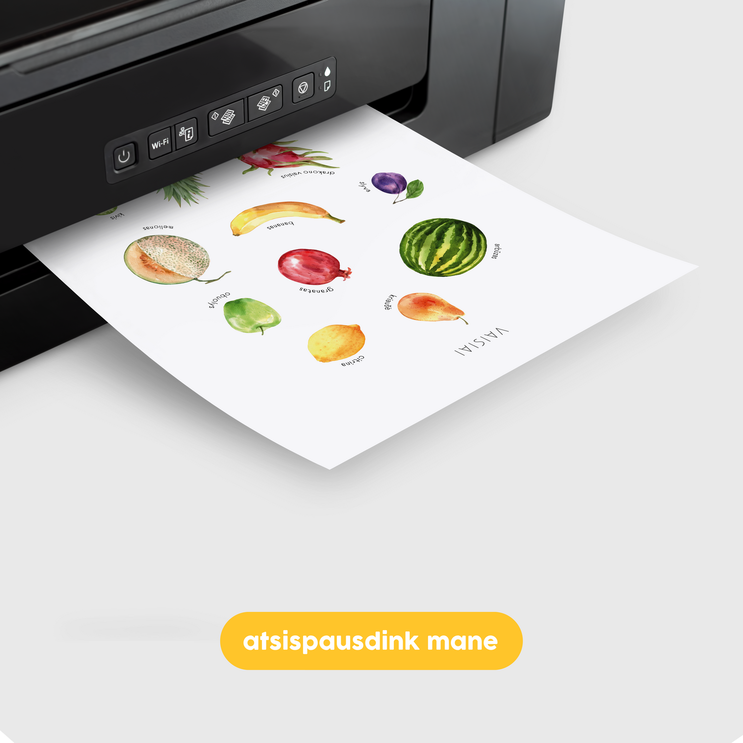 Atsispausdink pats: plakatas VAISIAI