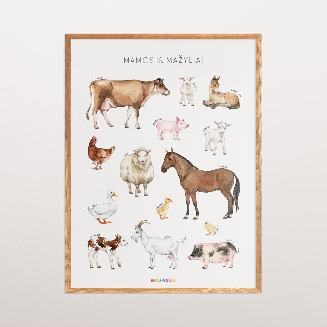 Mamos ir mažyliai - plakatas ant drobės