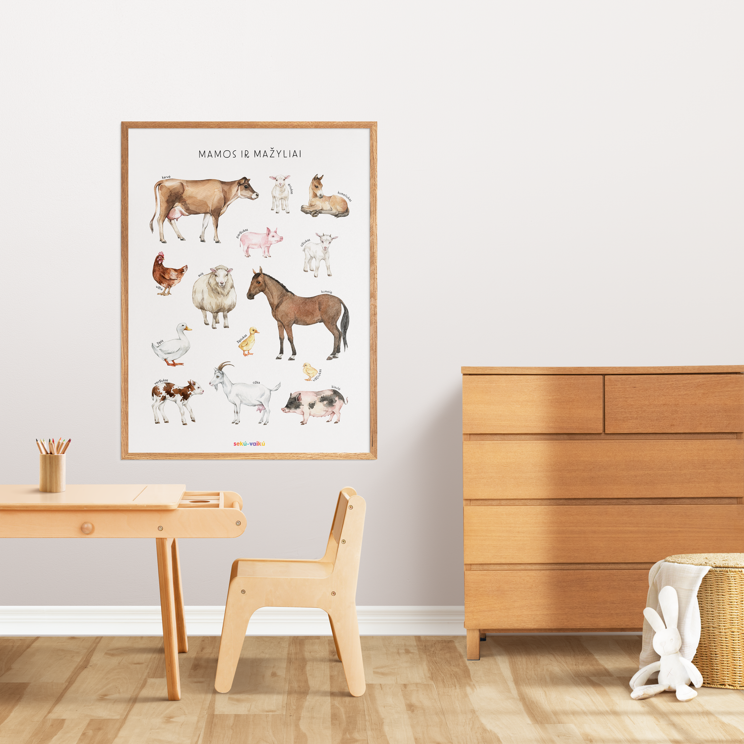 Mamos ir mažyliai - plakatas ant drobės