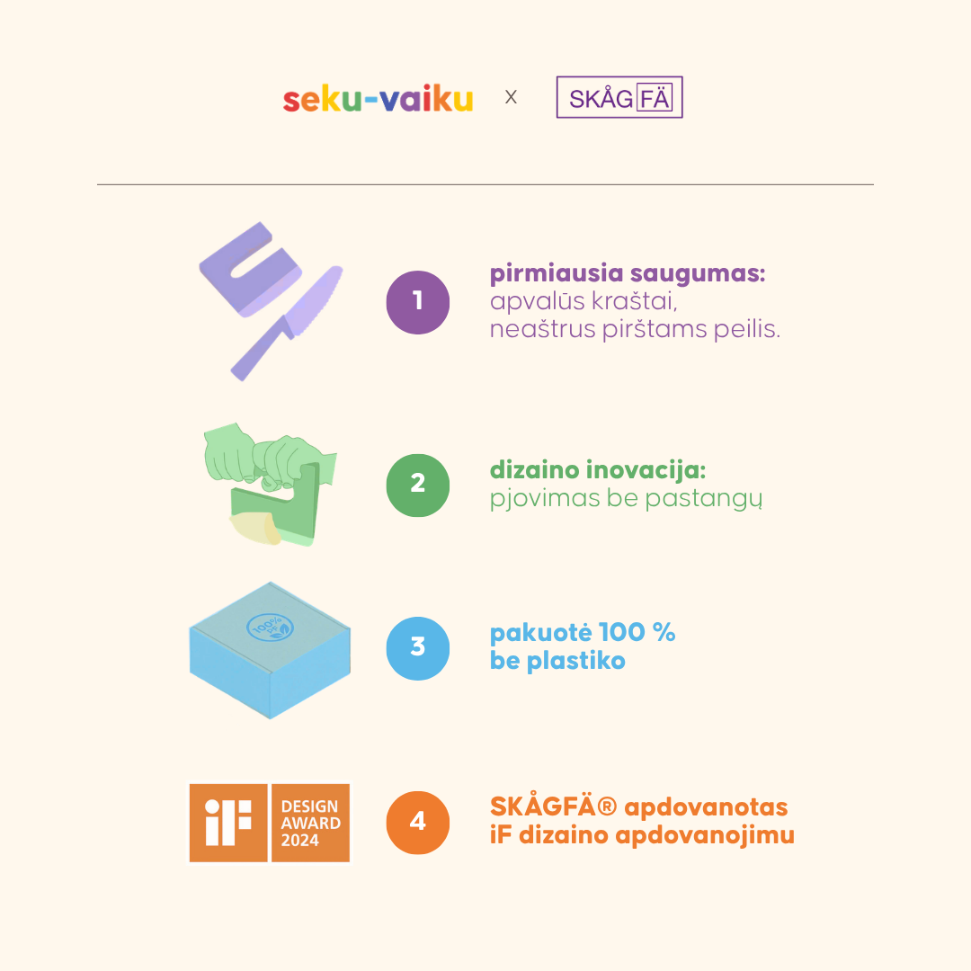 Skagfa KLYV - saugus vaikiškas peilis | 6 spalvos