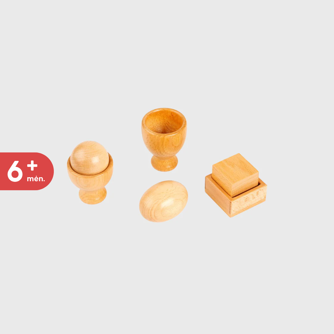 Montessori set: egg, cube, sphere