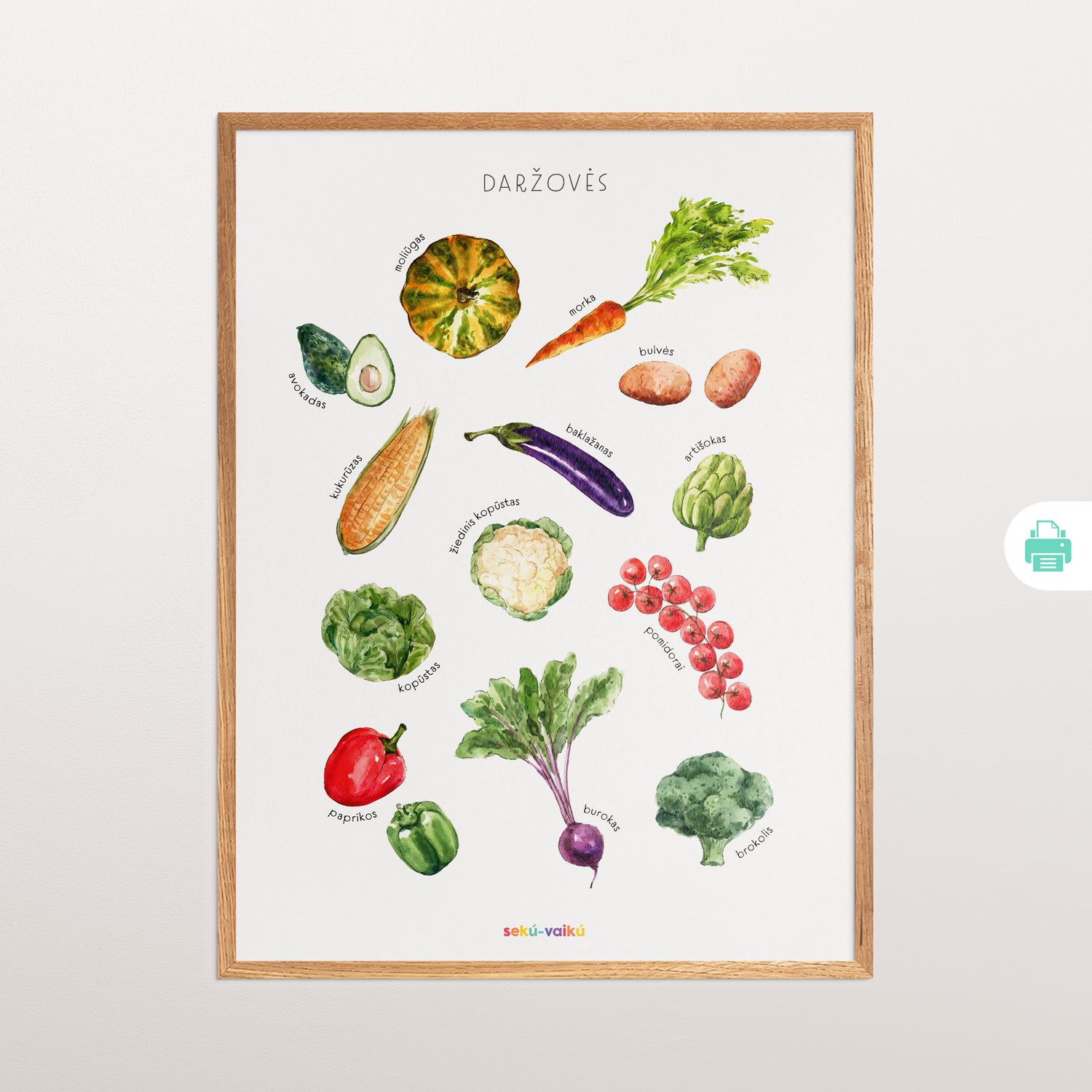 Atsispausdink pats: plakatas DARŽOVĖS