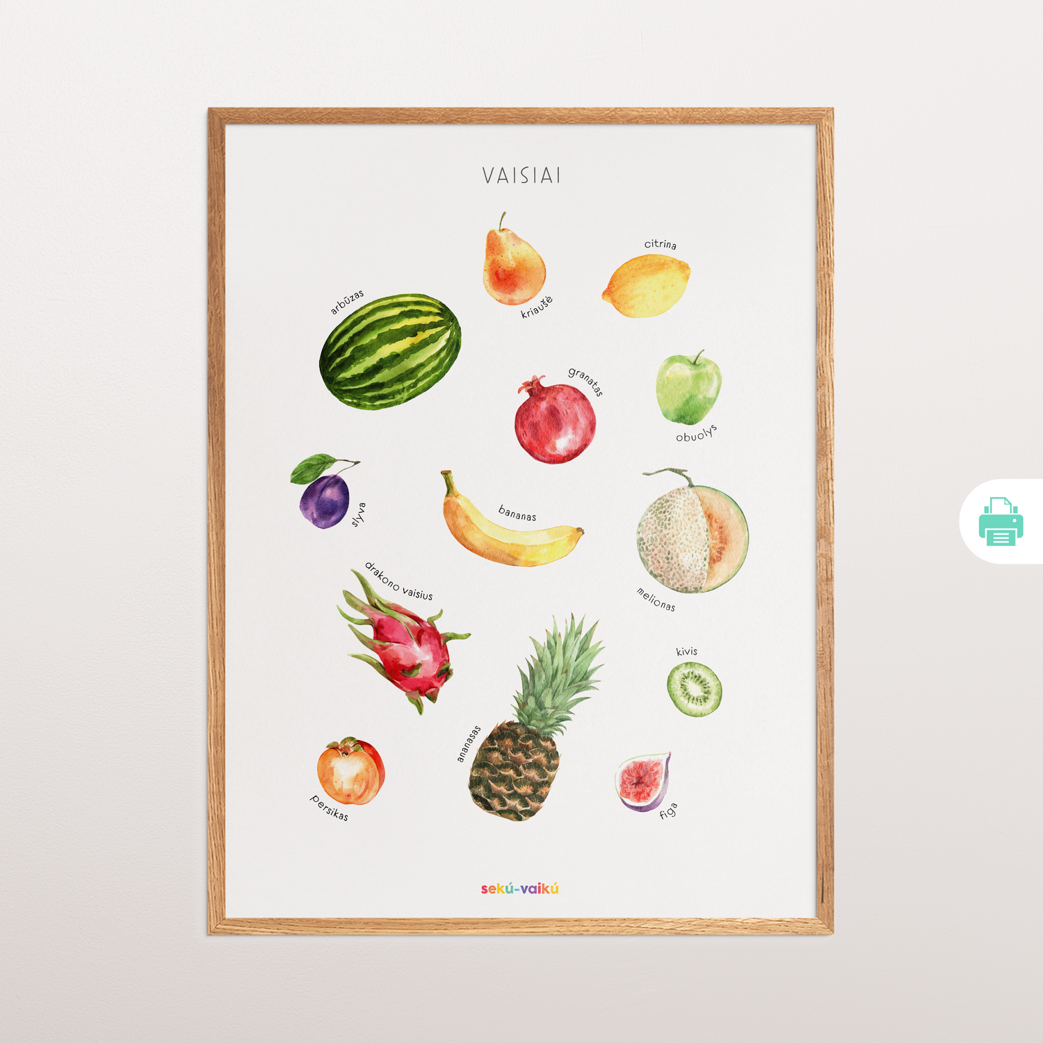 Atsispausdink pats: plakatas VAISIAI